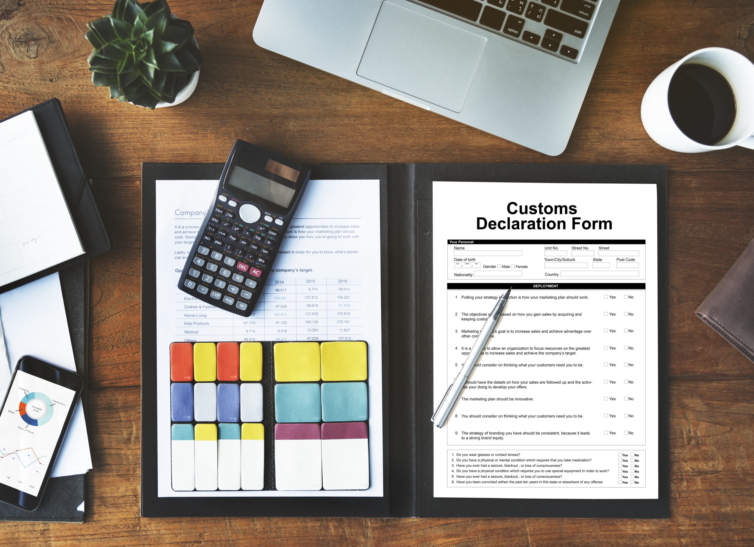 Customs Declaration Form Invoice Freight Parcel Concept